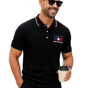 Mens Fashion Polo T-Shirt for Men – Cotton Short Sleeve Size L